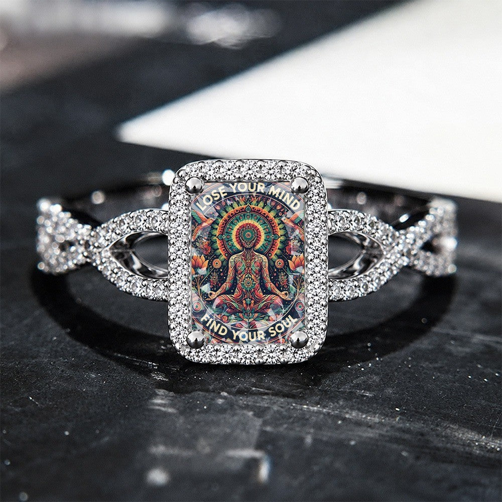 Colorful Meditating Figure Square Ring