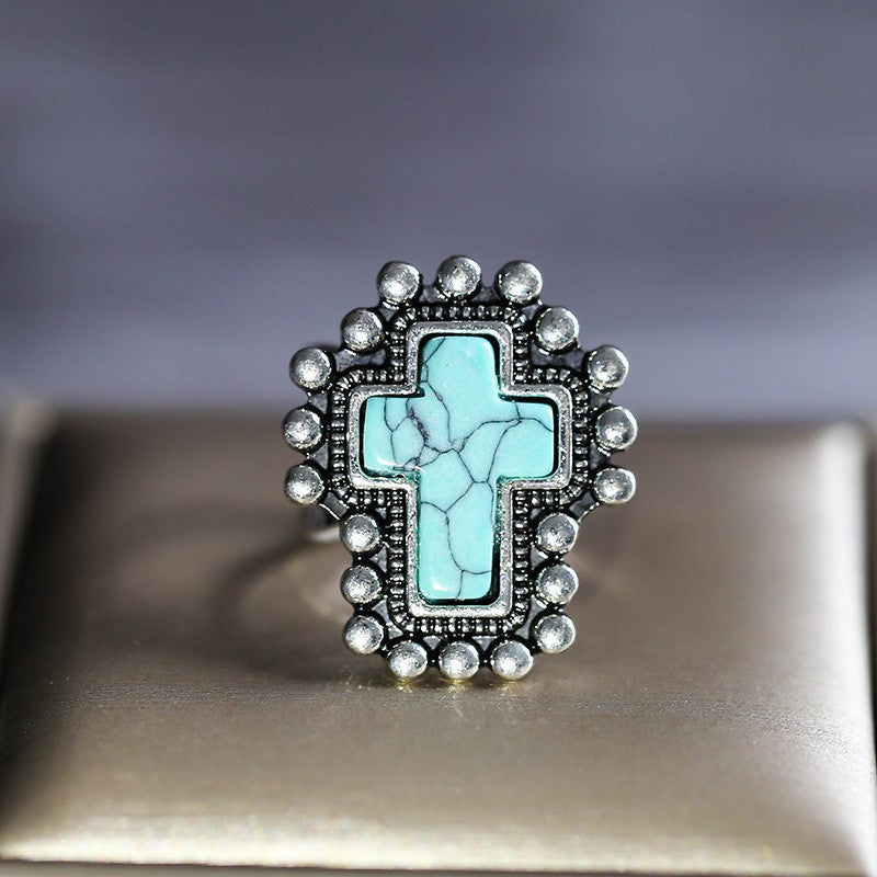 Turquoise Cross Statement Ring