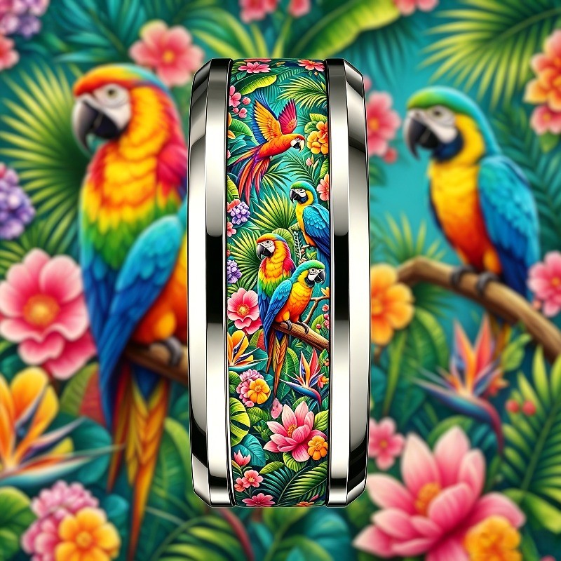 Tropical Macaw & Floral Ring