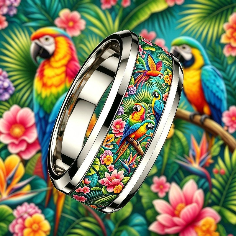 Tropical Macaw & Floral Ring
