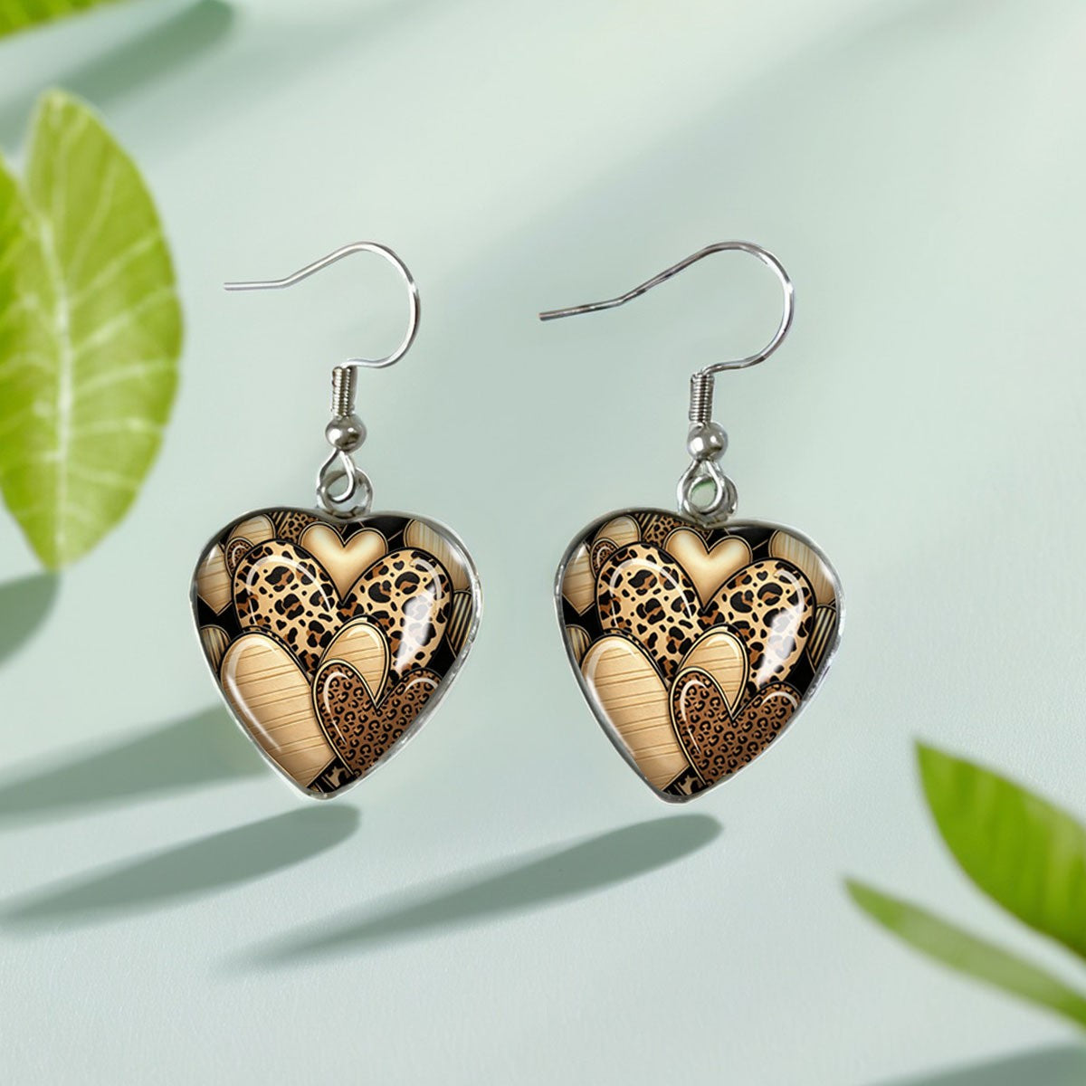 Layered Heart Pattern Drop Earrings
