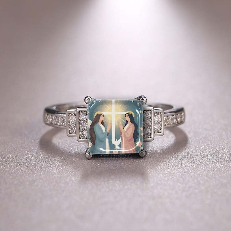 Angel & Cross Square Ring