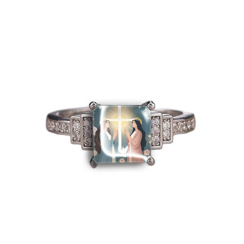 Angel & Cross Square Ring