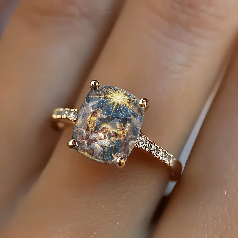 Nativity Scene Square Ring