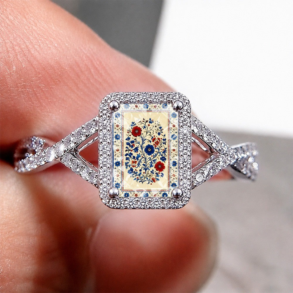 Floral Mosaic Square Ring