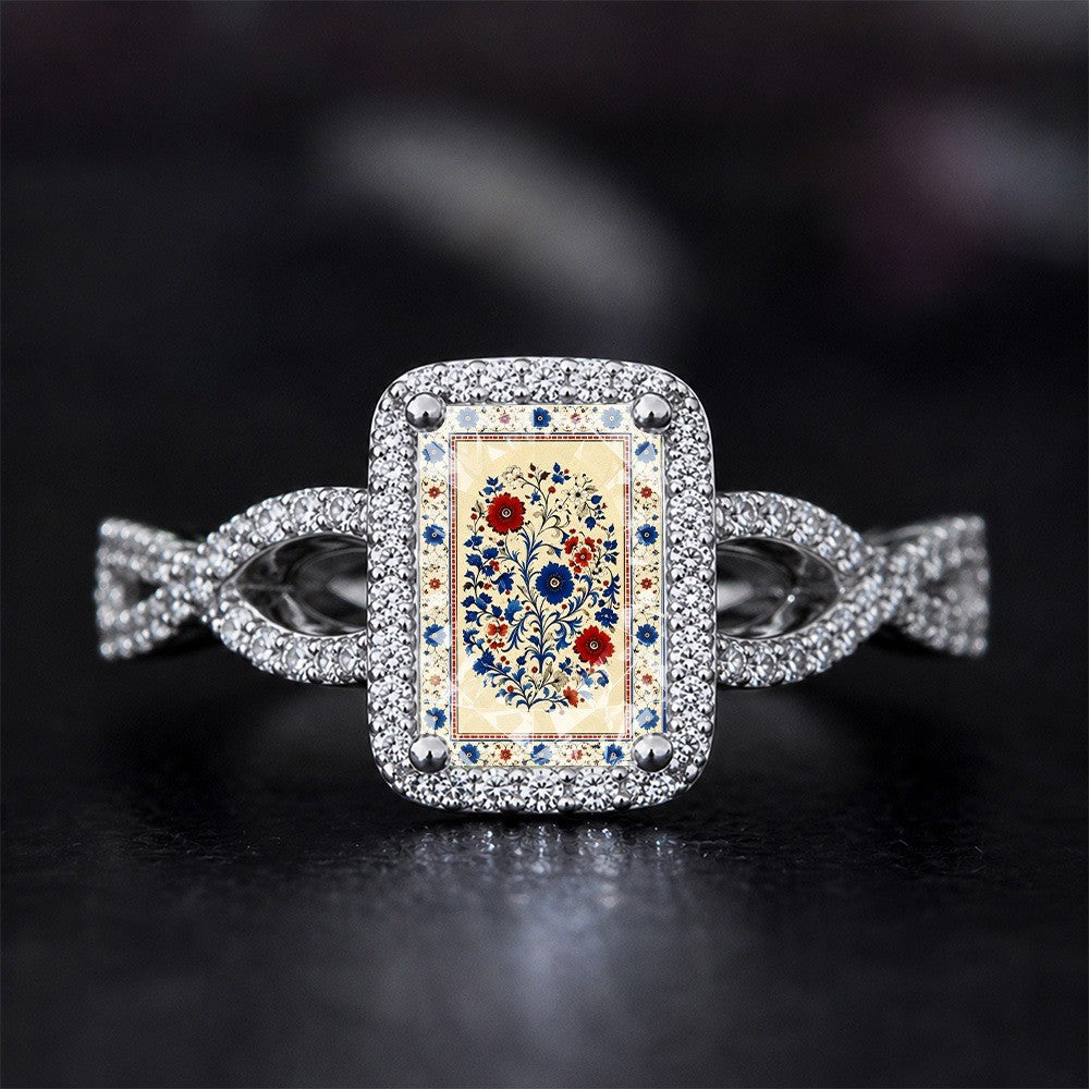 Floral Mosaic Square Ring