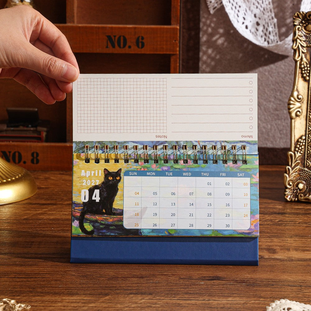 Starry Night Black Cat Desk Calendar