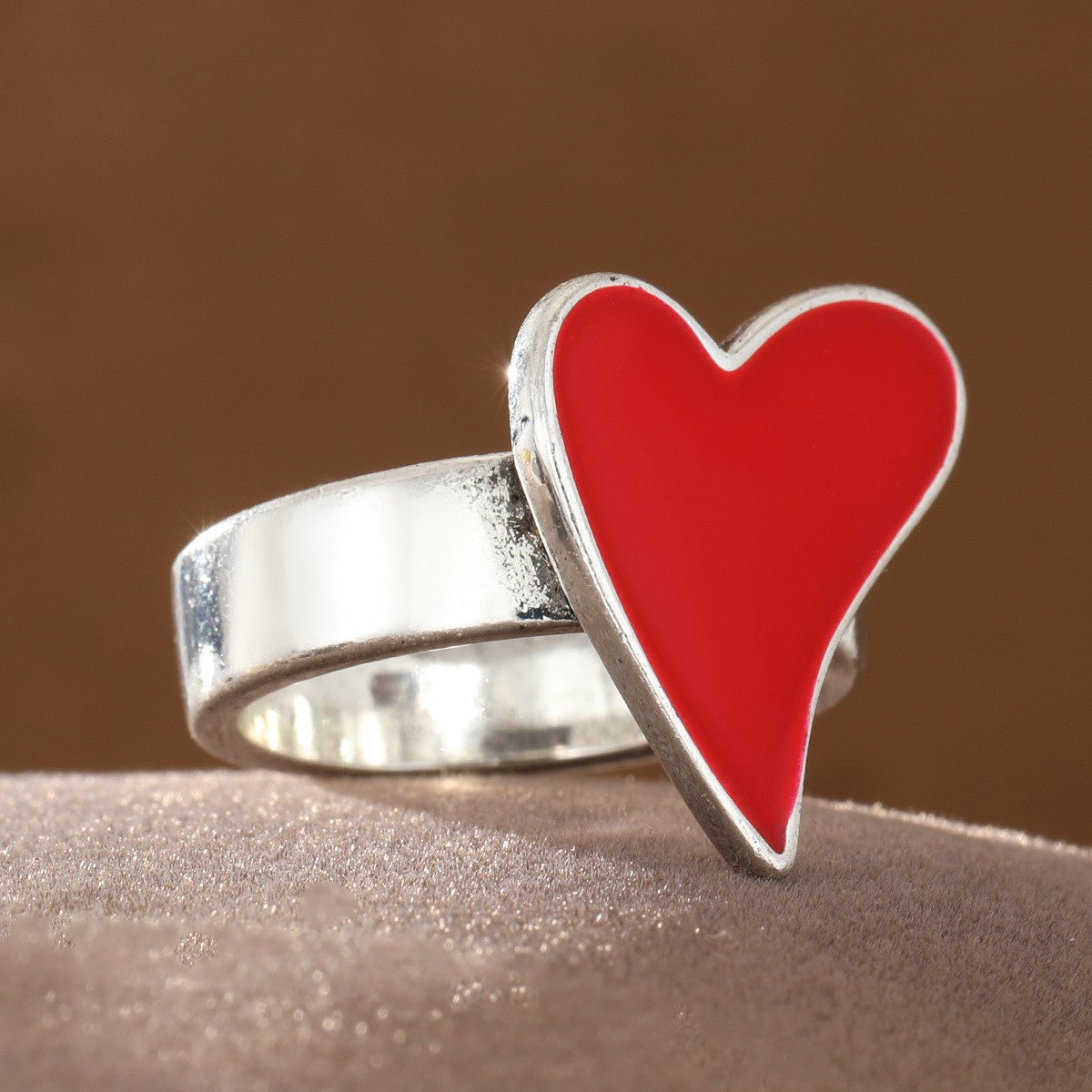 Red Heart Statement Ring