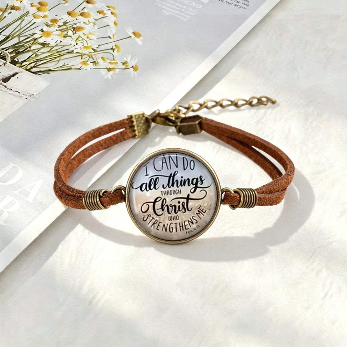 Scripture Round Charm Bracelet