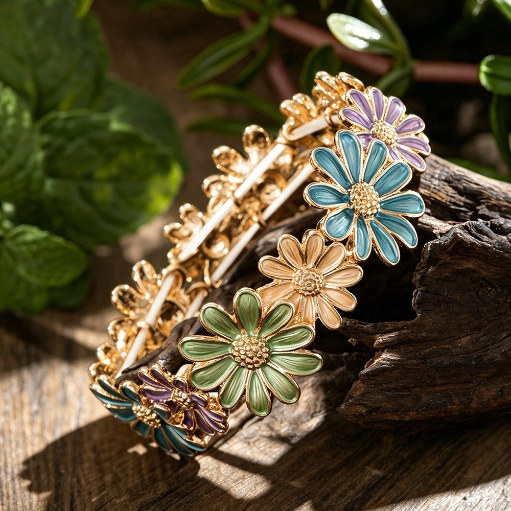 Multicolor Enamel Flower Jewelry Set