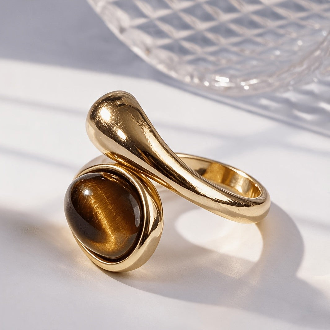 Tiger Eye Bypass Ring