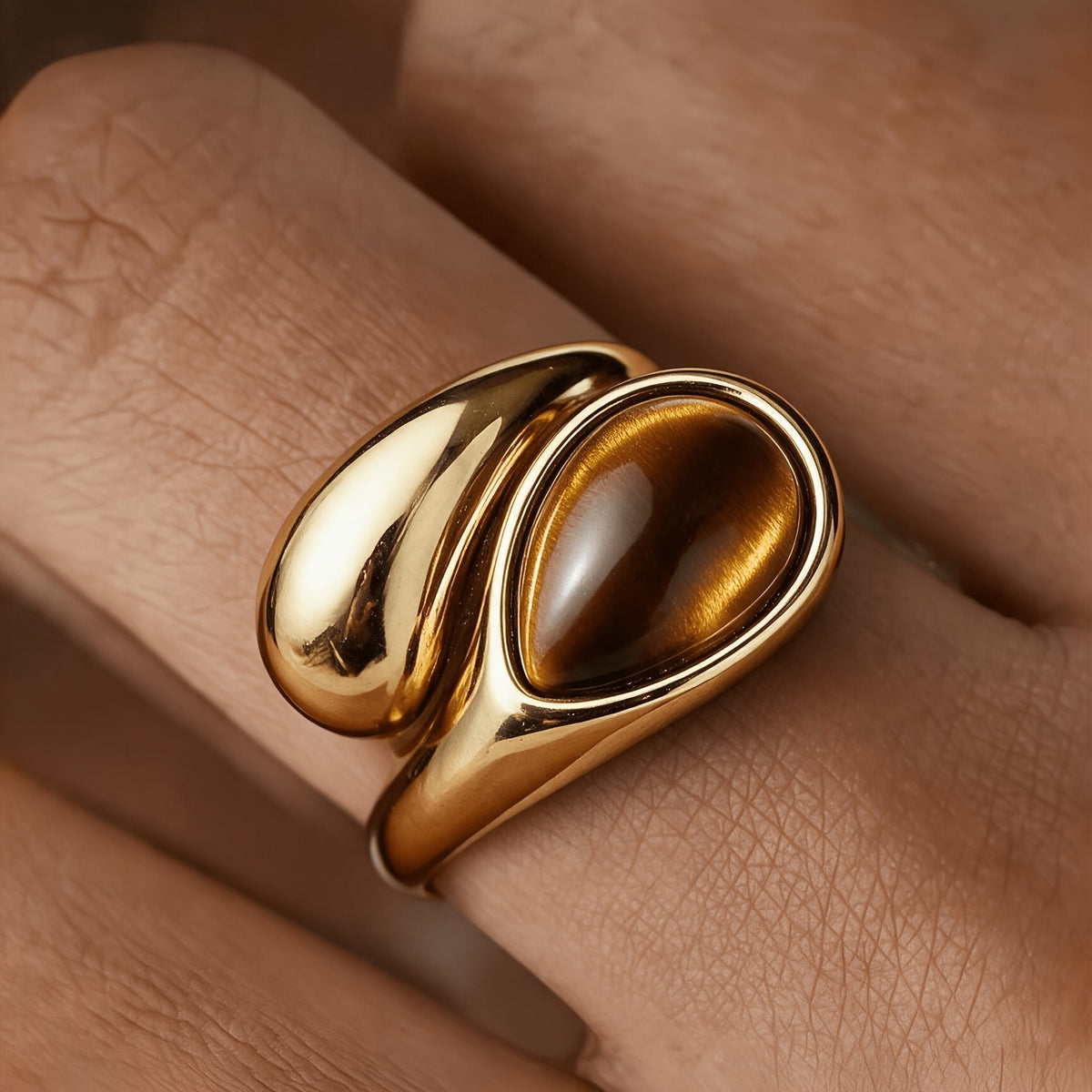 Tiger Eye Bypass Ring