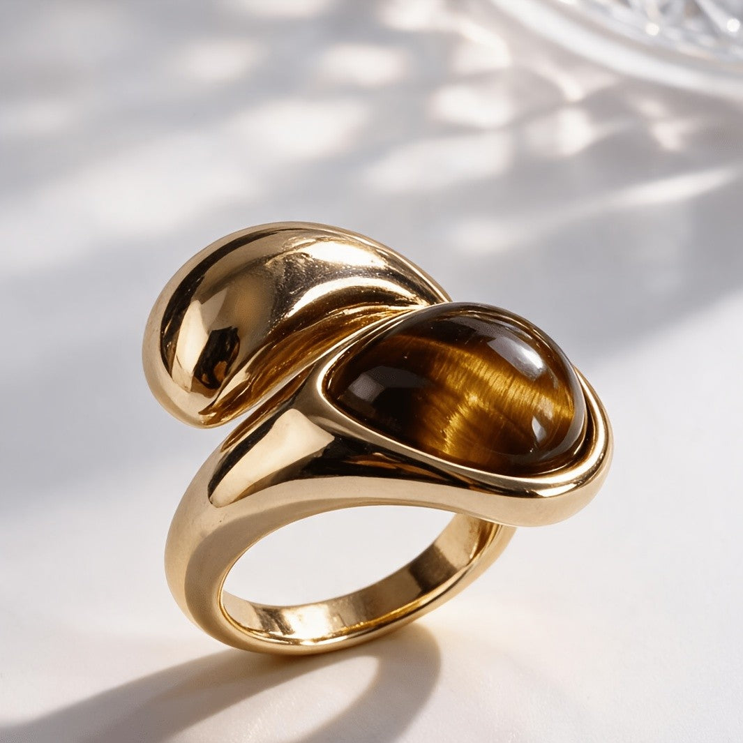 Tiger Eye Bypass Ring