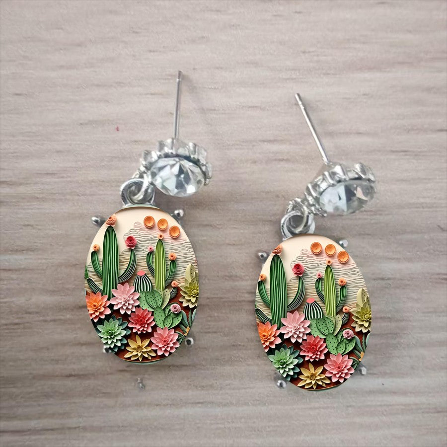 Colorful Cactus Drop Earrings