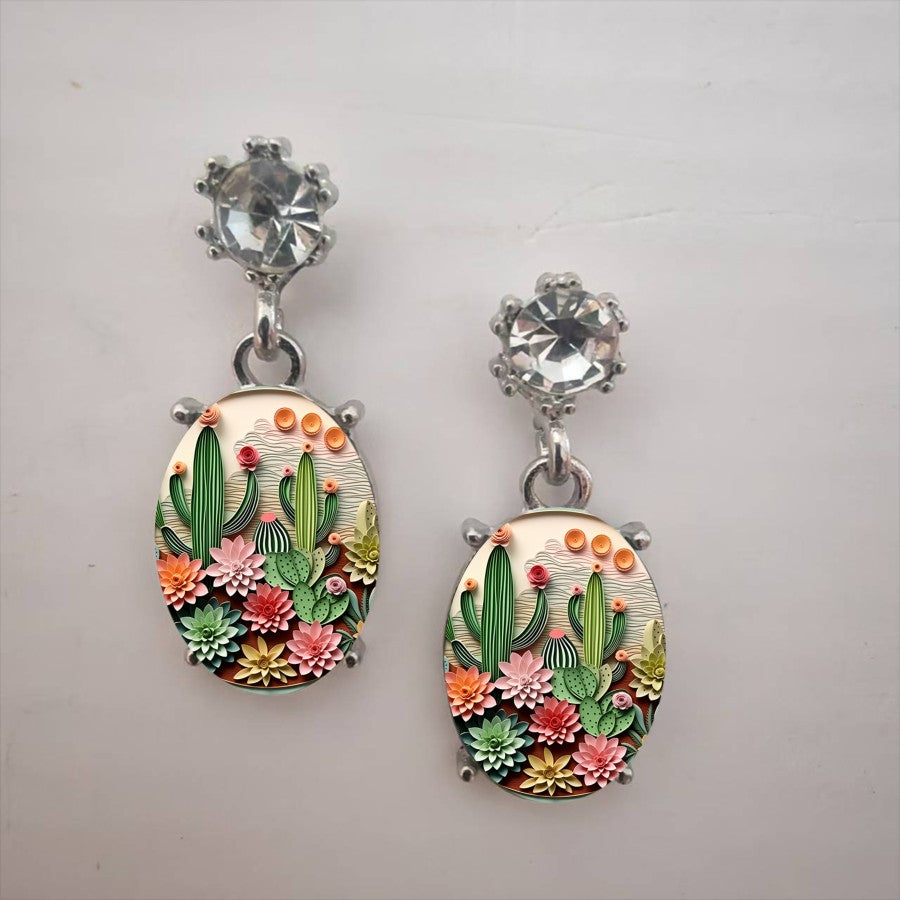 Colorful Cactus Drop Earrings