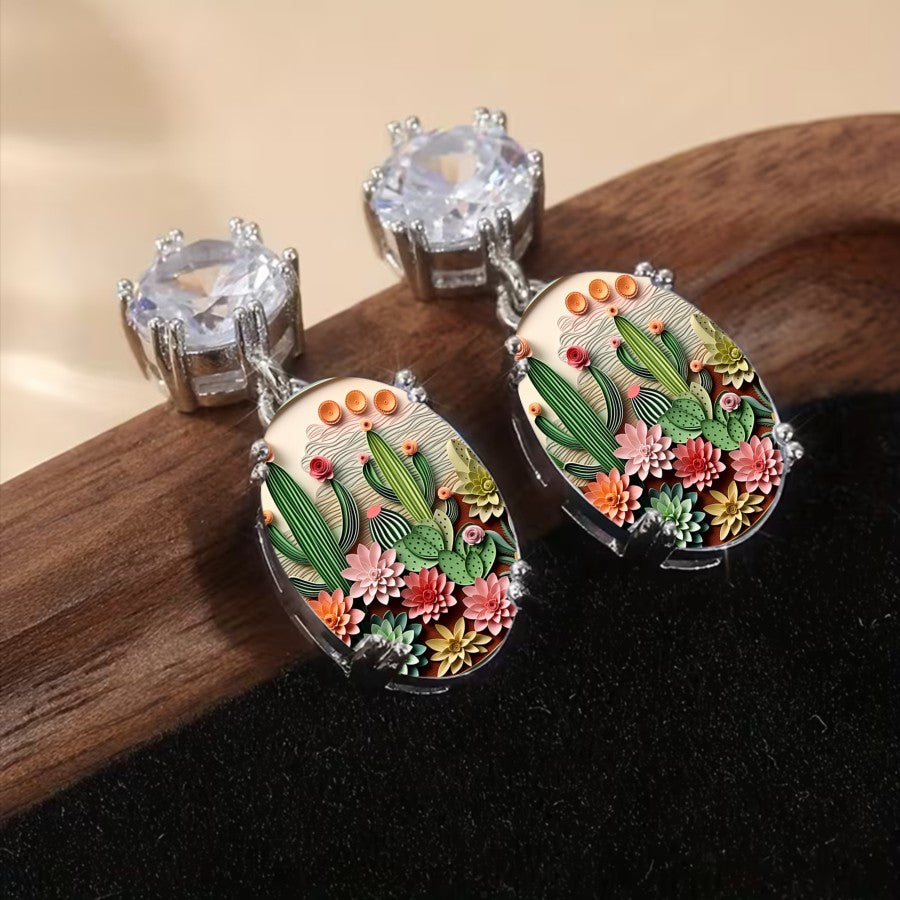 Colorful Cactus Drop Earrings