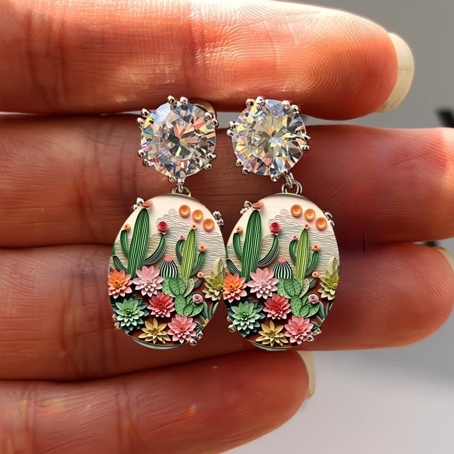 Colorful Cactus Drop Earrings