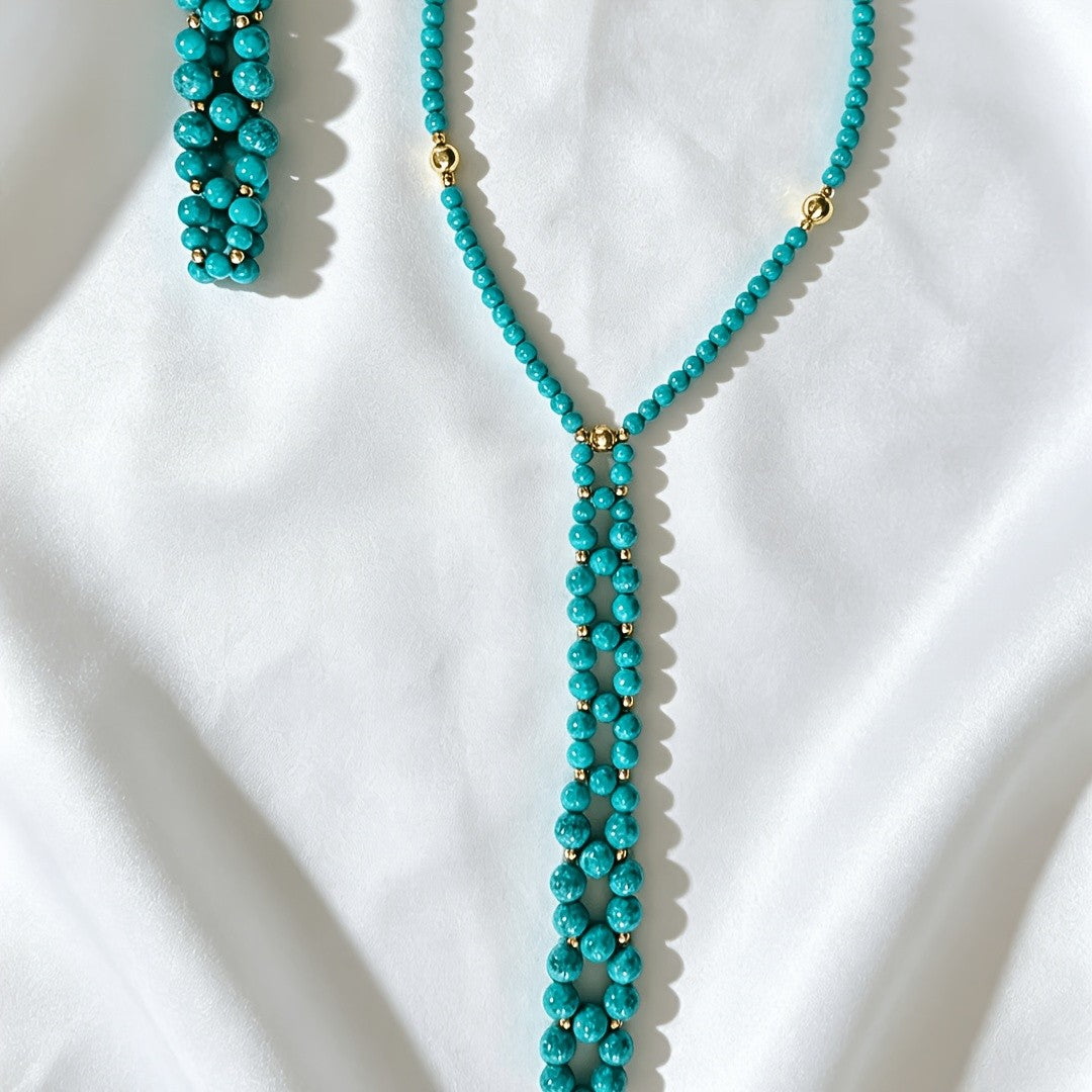 Turquoise Bead Lariat Necklace
