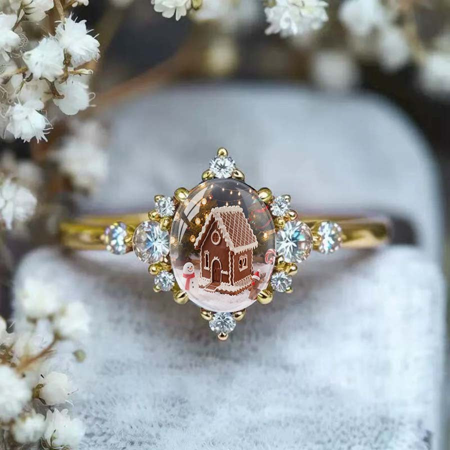 Gingerbread House Oval Ring