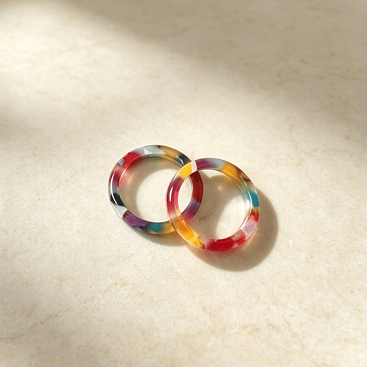 Multicolor Swirl Resin Ring Set