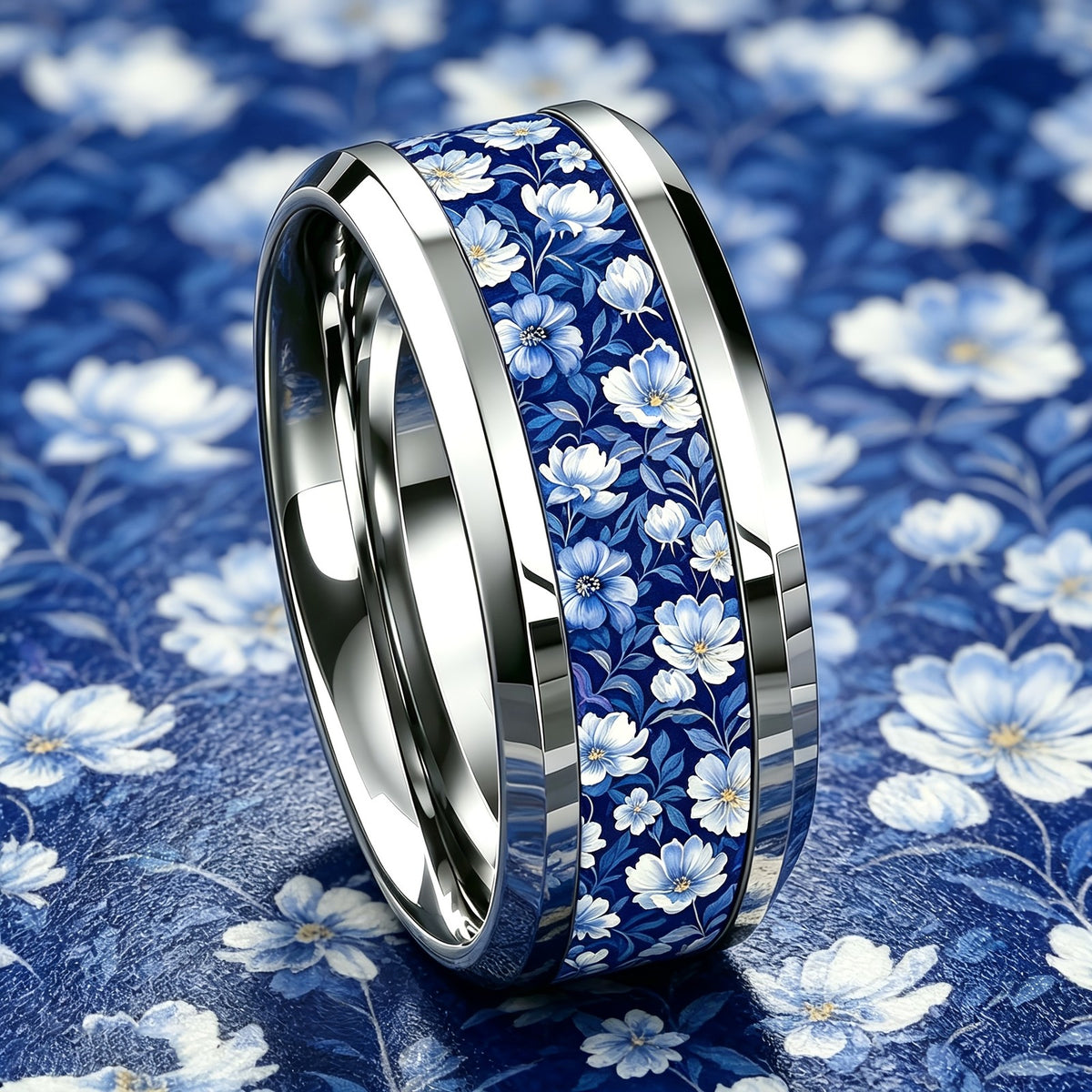 Blue Floral Vine Ring
