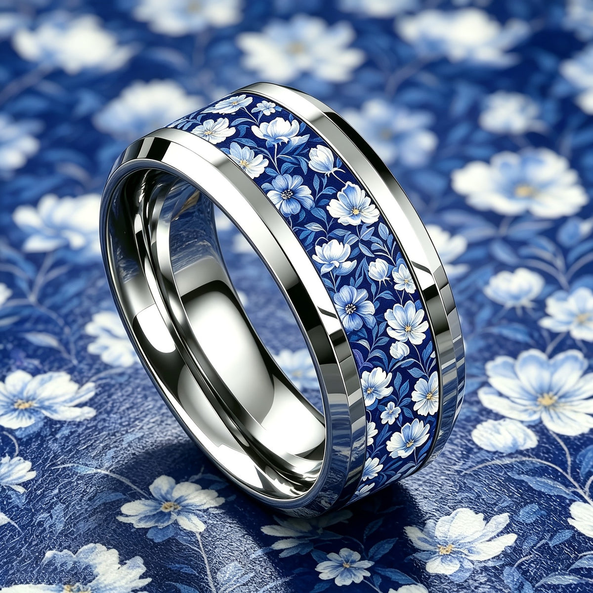 Blue Floral Vine Ring