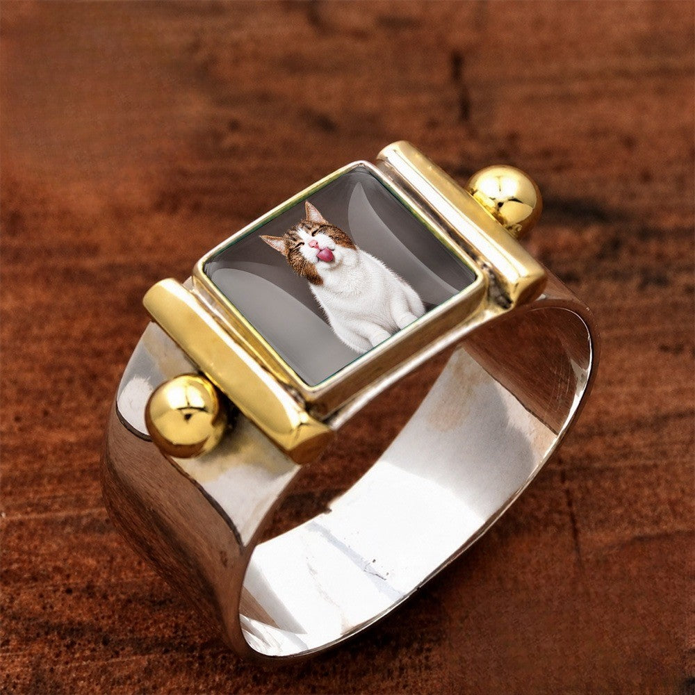 Tongue Out Cat Square Ring