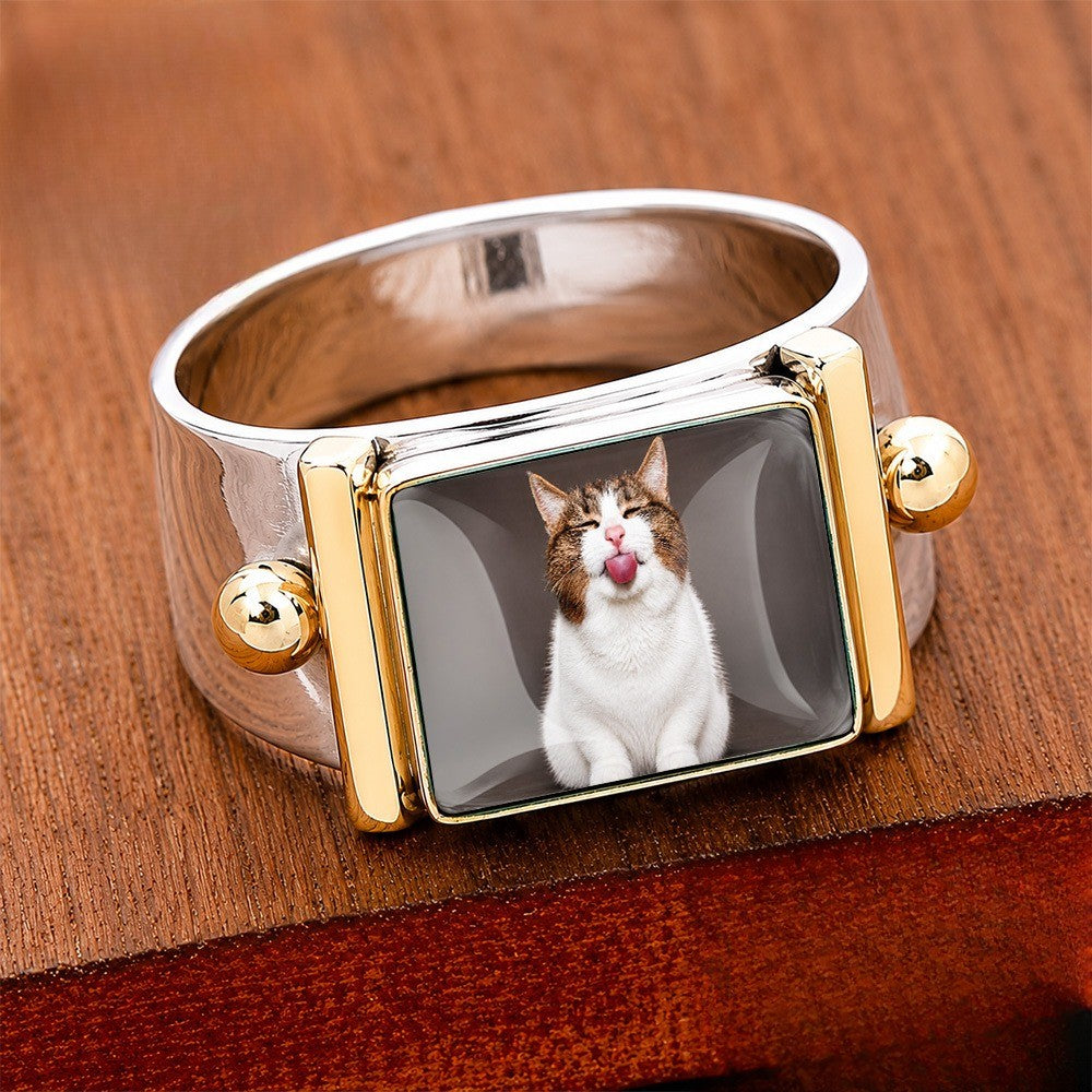 Tongue Out Cat Square Ring