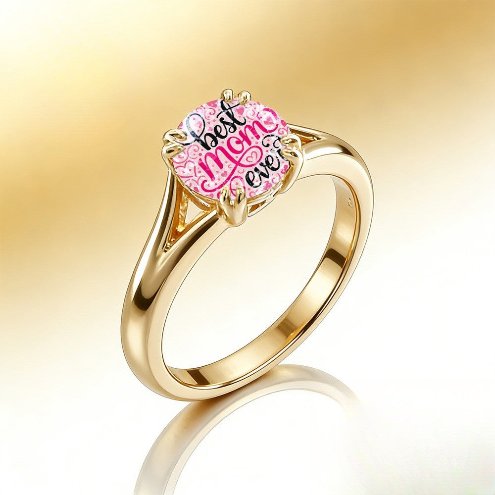 Pink Heart Best Mom Ring