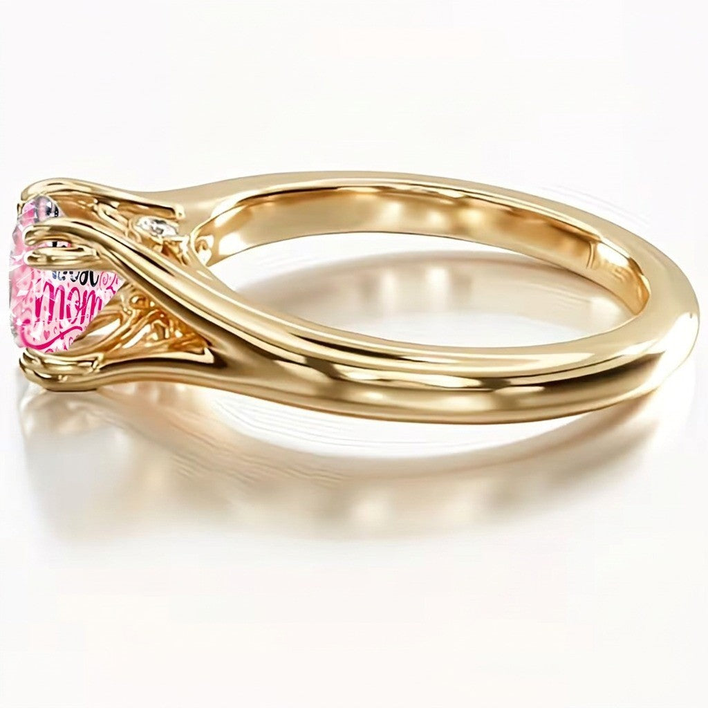 Pink Heart Best Mom Ring