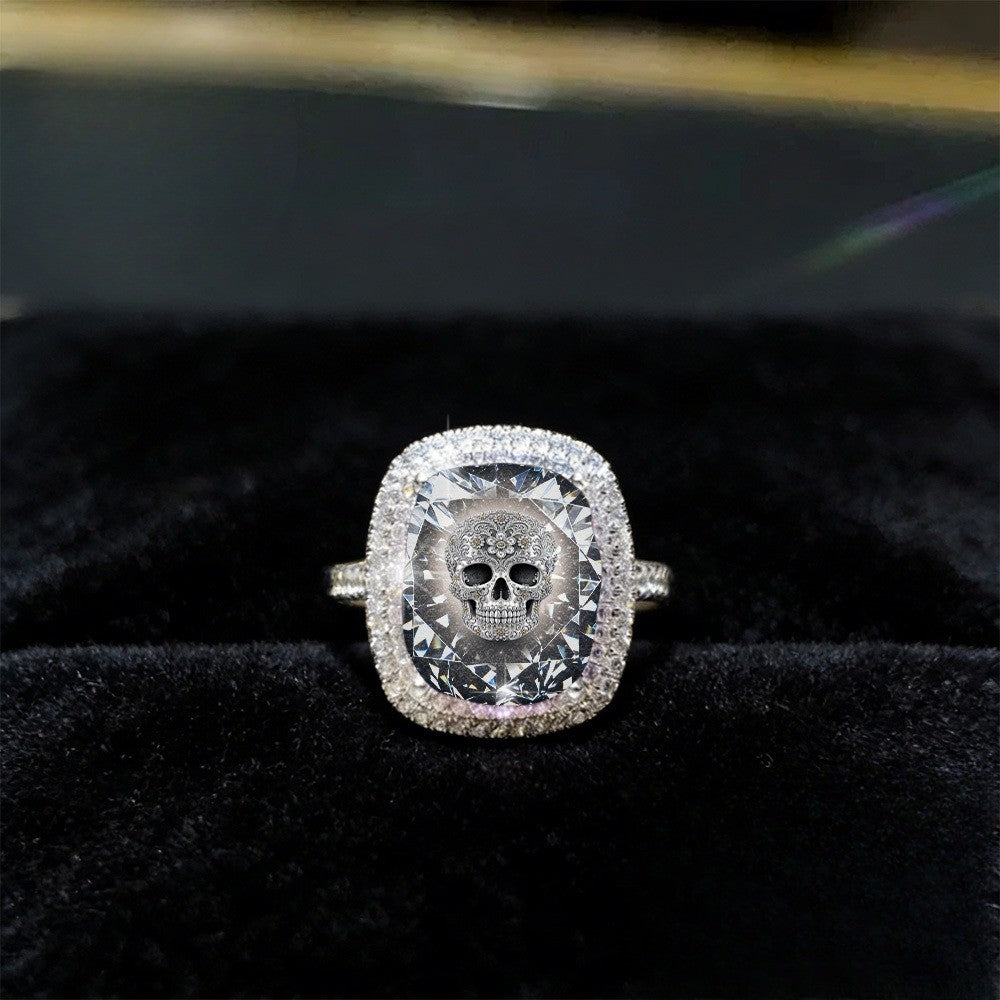 Ornate Skull Square Ring