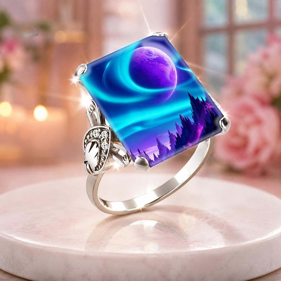 Purple Planet Square Ring