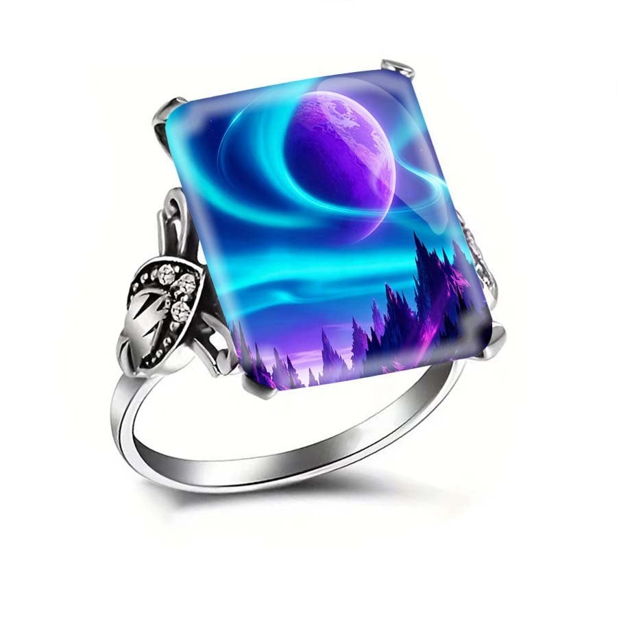 Purple Planet Square Ring