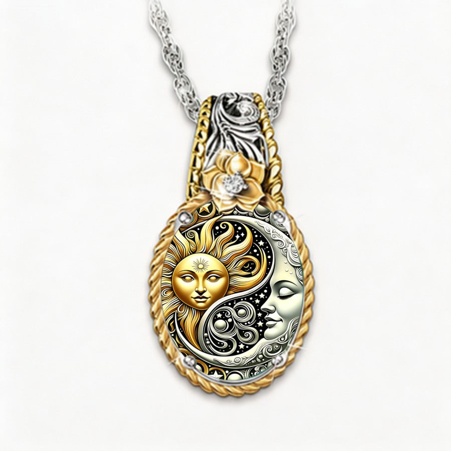 Sun & Moon Floral Pendant Necklace