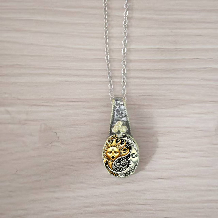 Sun & Moon Floral Pendant Necklace