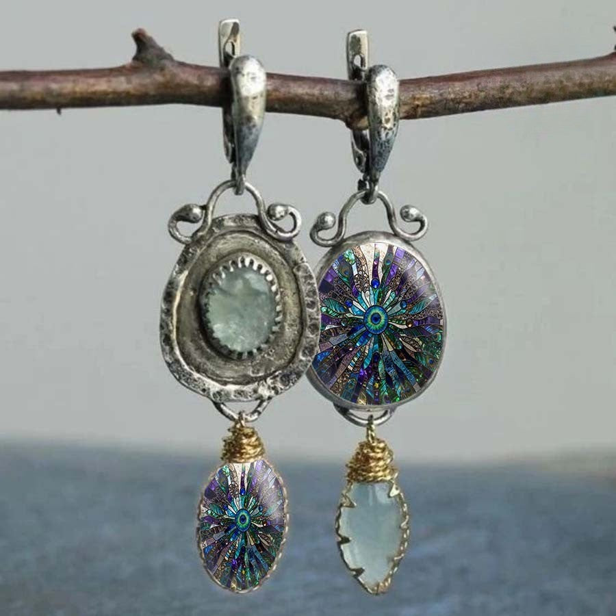 Asymmetrical Oval Mosaic Earrings