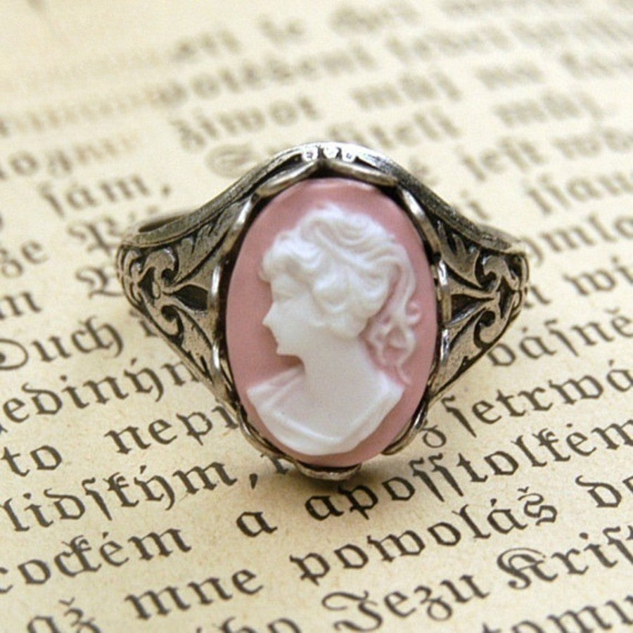 Pink Cameo Portrait Ring