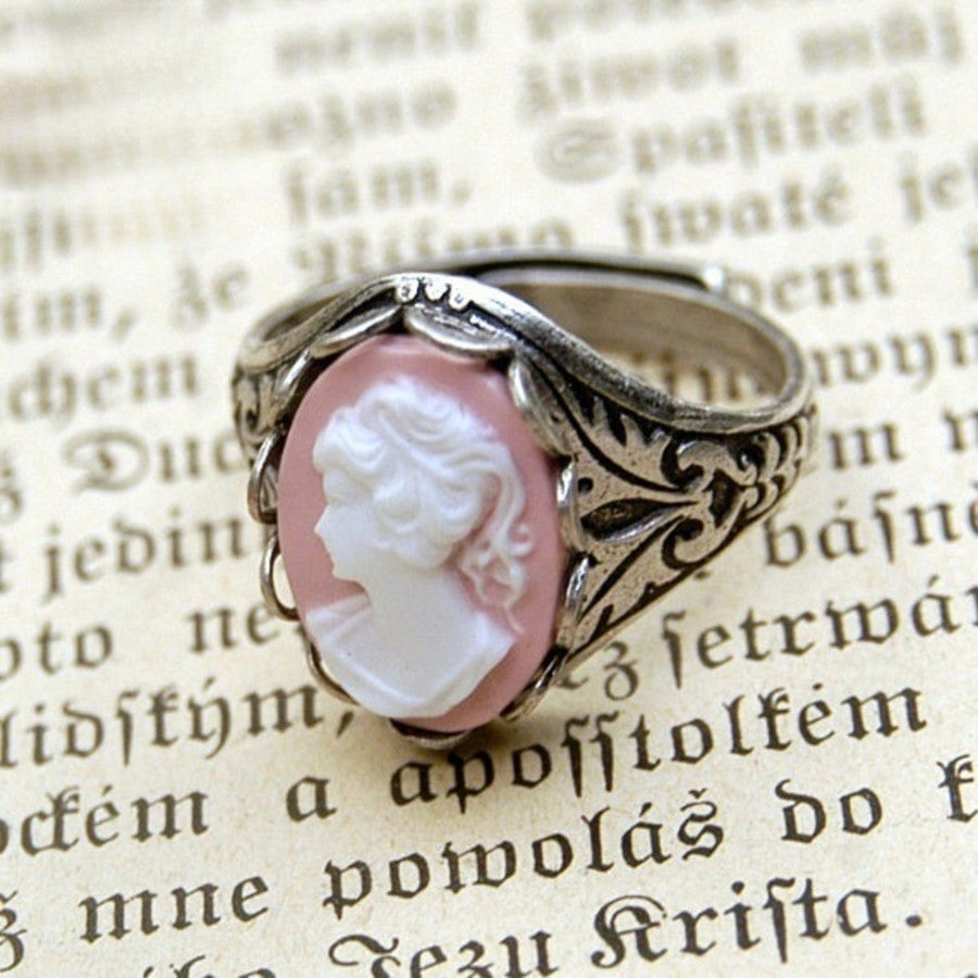 Pink Cameo Portrait Ring