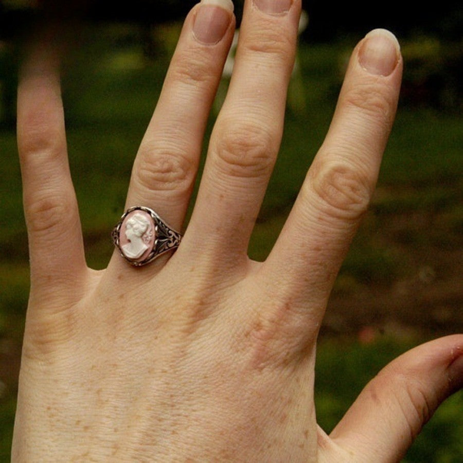 Pink Cameo Portrait Ring