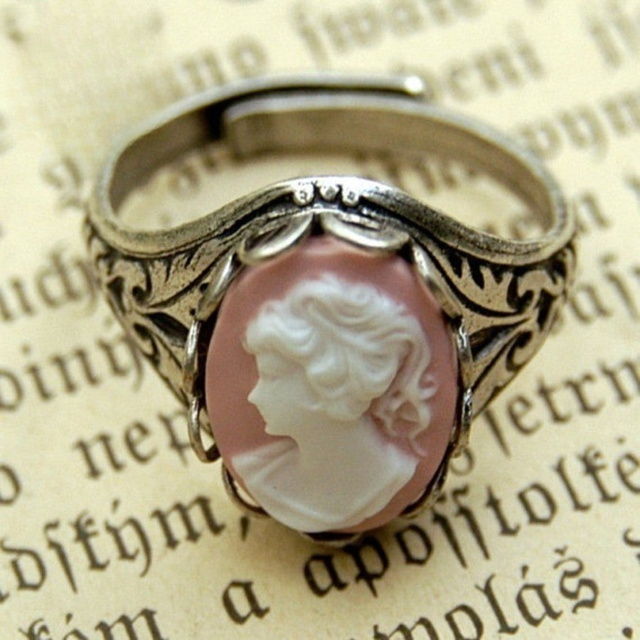 Pink Cameo Portrait Ring
