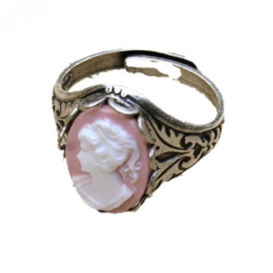 Pink Cameo Portrait Ring