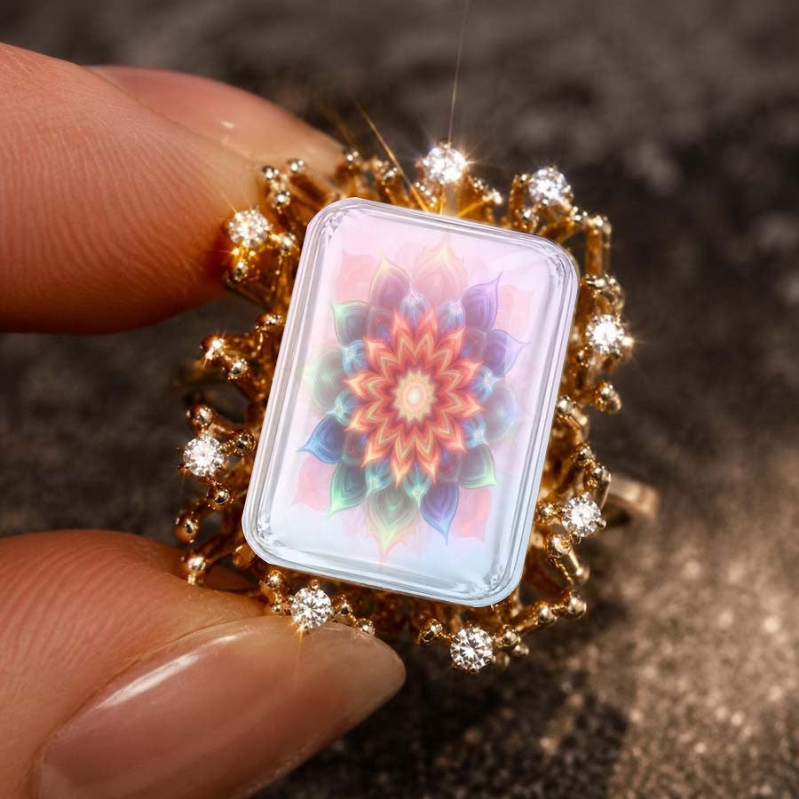 Colorful Mandala Square Ring