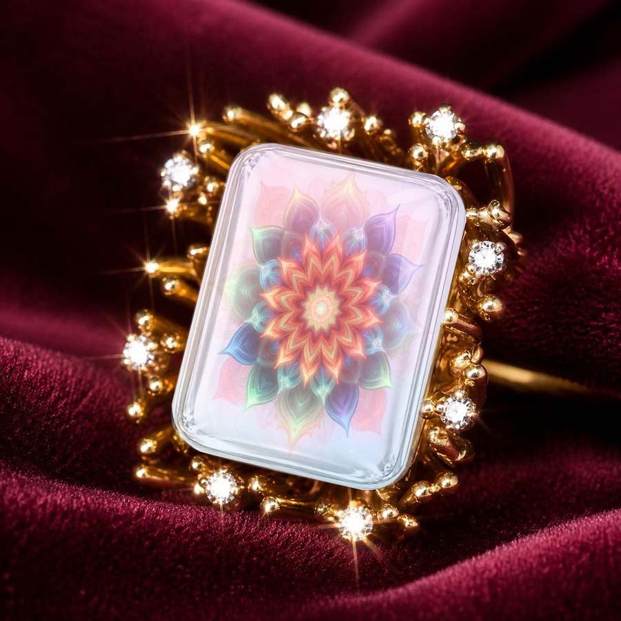Colorful Mandala Square Ring