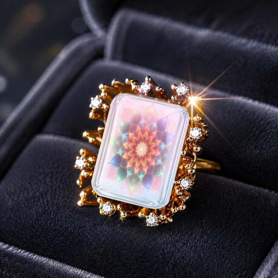 Colorful Mandala Square Ring