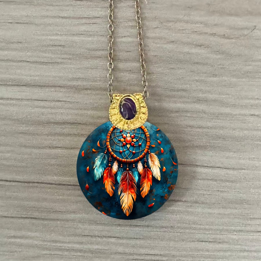 Celestial Dreamcatcher Pendant Necklace