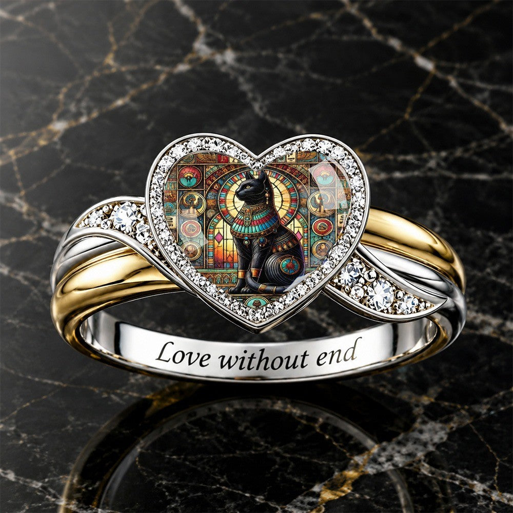 Egyptian Cat Heart Ring
