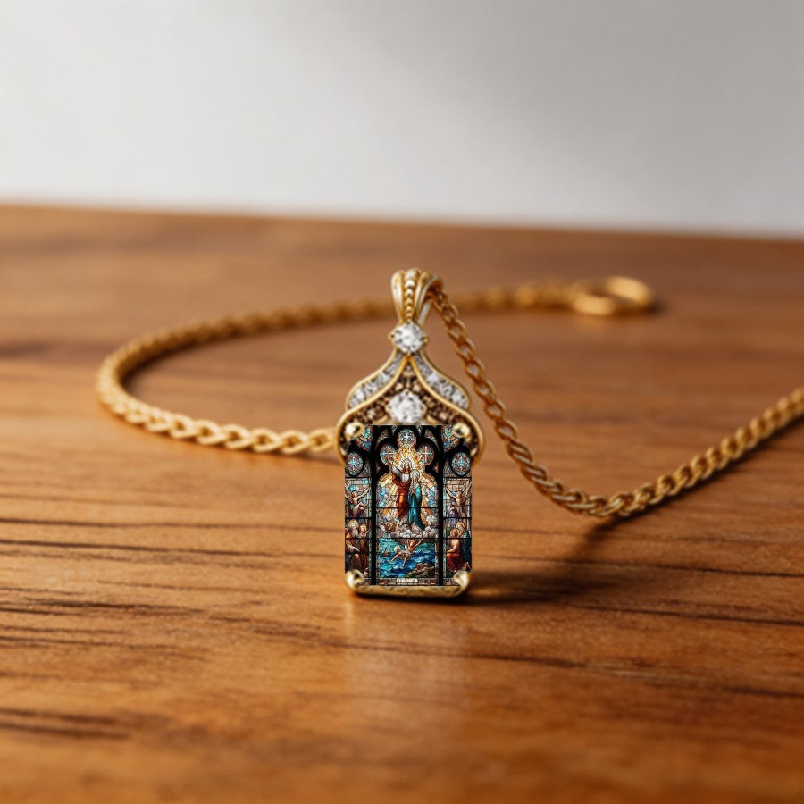 Stained Glass Faith Pendant Necklace