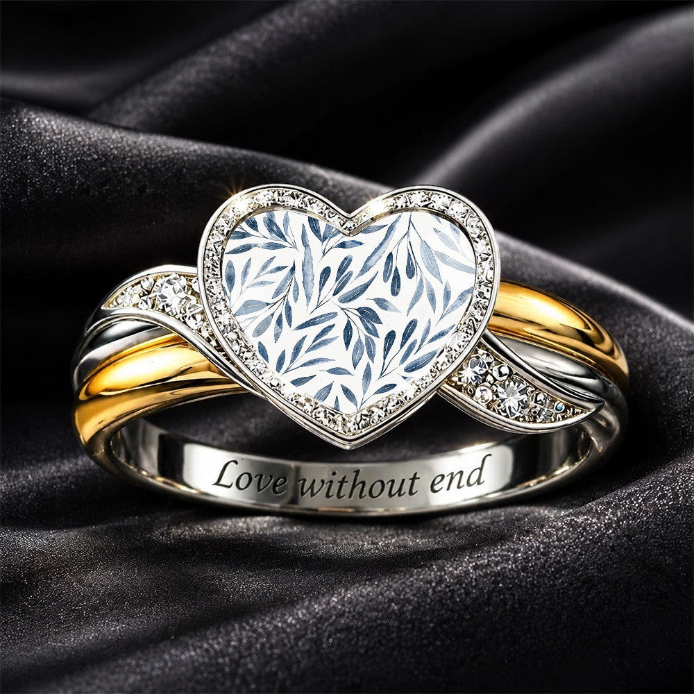 Blue Leaf Heart Ring