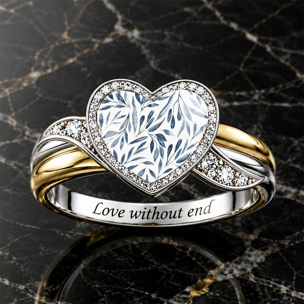 Blue Leaf Heart Ring
