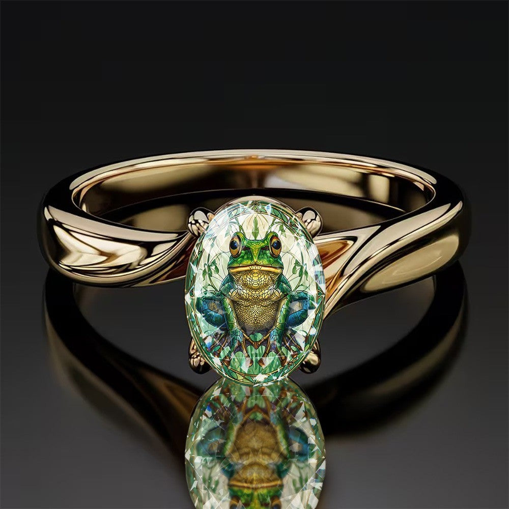 Frog Oval Statement Ring